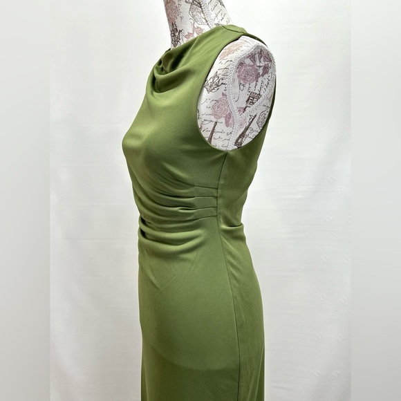 WAYF Sap Green drape neck sleeveless midi dress size S. - Picture 4 of 16